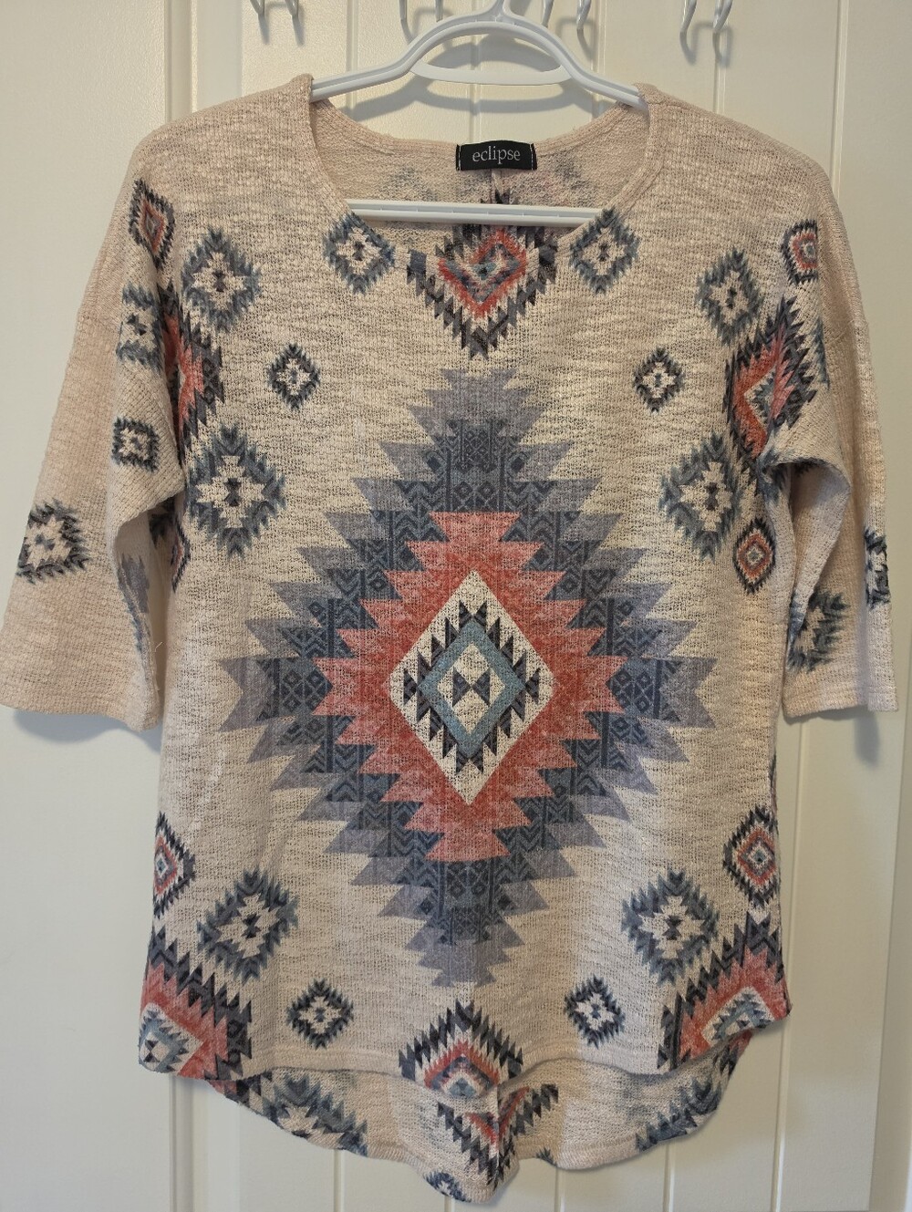 Eclipse Aztec Print Lightweight Knit Top